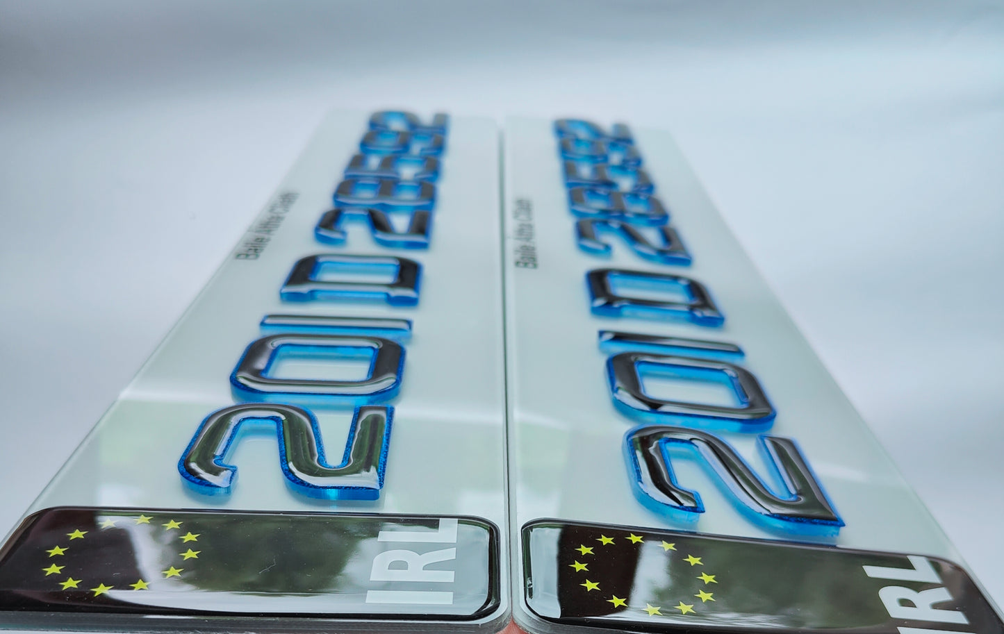 π₯ 4D NEON BLUE ACRYLIC & BLUE GLITTER OUTLINE NUMBER PLATES 50mm