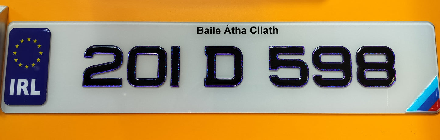 π₯ 4D BLACK ACRYLIC & PURPLE GLITTER OUTLINE NUMBER PLATES 50mm