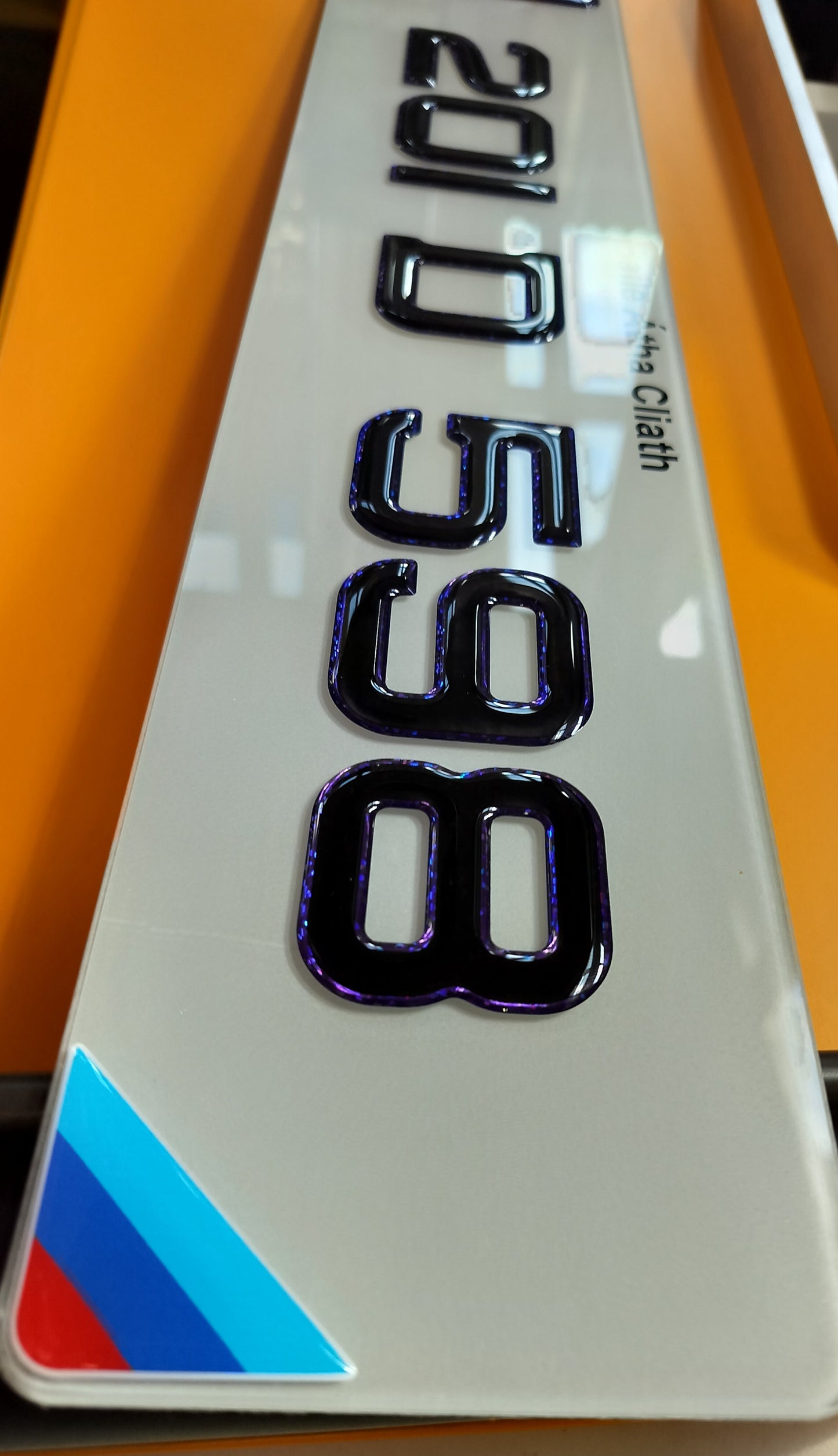 π₯ 4D BLACK ACRYLIC & PURPLE GLITTER OUTLINE NUMBER PLATES 50mm