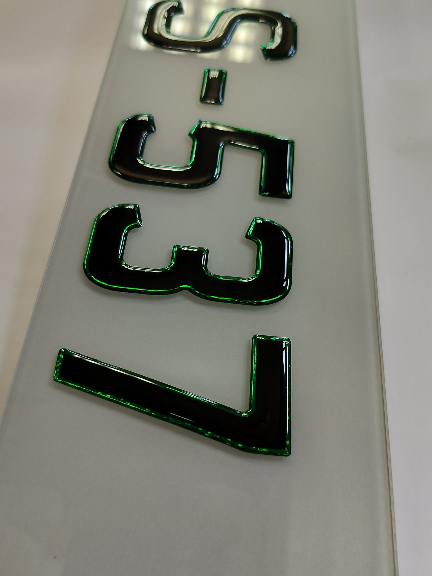 🔥3D GREEN OUTLINE GEL NUMBER PLATE 70mm