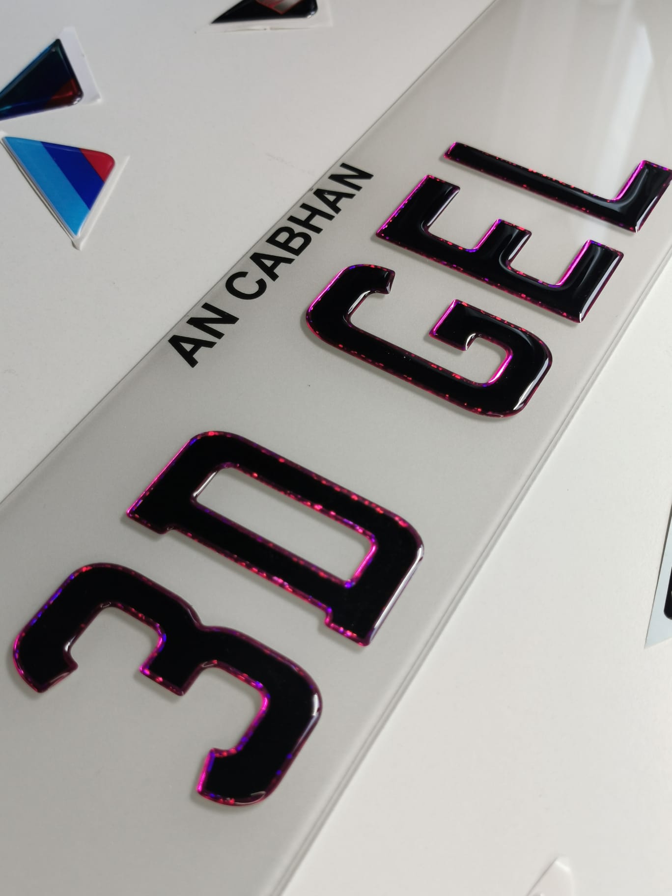 🔥3D PINK OUTLINE GEL NUMBER PLATES 70mm