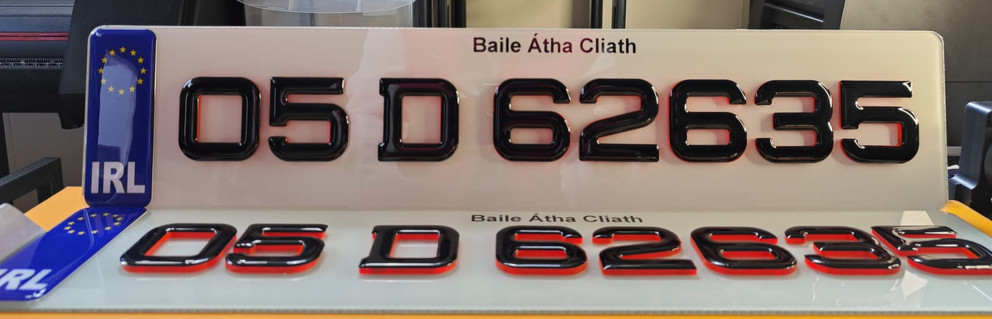 π₯4D GEL & NEON RED ACRYLIC NUMBER PLATES 50mm