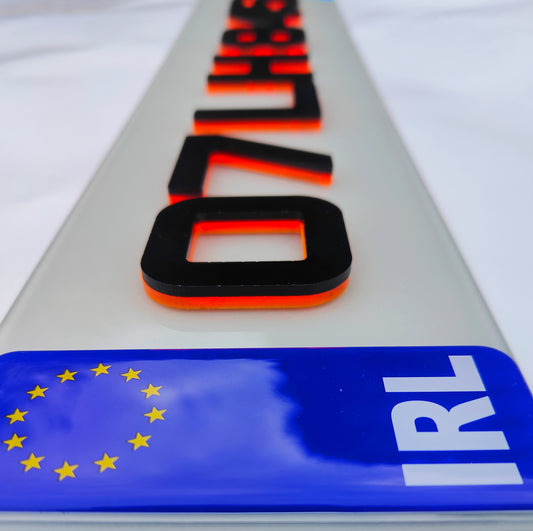 🔥4D NEON ORANGE ACRYLIC TOP NUMBER PLATES 50mm