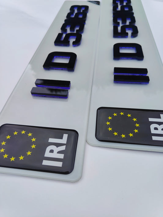 🔥 4D NEON PURPLE ACRYLIC TOP NUMBER PLATES 50mm