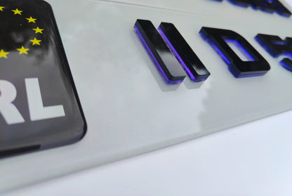 🔥 4D NEON PURPLE ACRYLIC TOP NUMBER PLATES 50mm