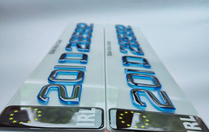 🔥 4D NEON BLUE ACRYLIC & BLUE GLITTER OUTLINE NUMBER PLATES 50mm