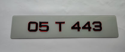 🔥 3D GEL RED GLITTER OUTLINE METRO STYLE NUMBER PLATES 50mm