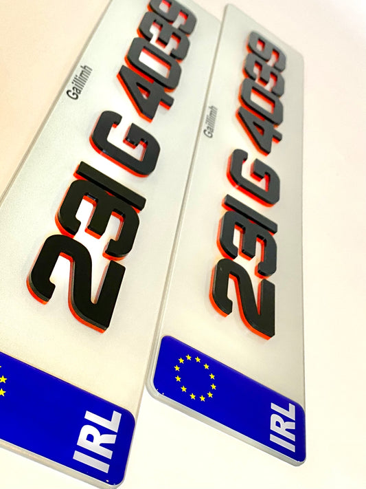 🔥 4D NEON RED ACRYLIC TOP NUMBER PLATES 50mm