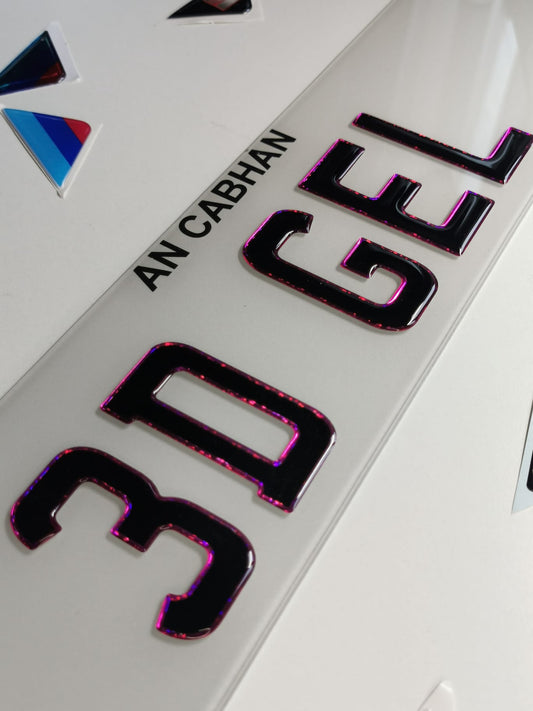 🔥3D PINK OUTLINE GEL NUMBER PLATES 70mm