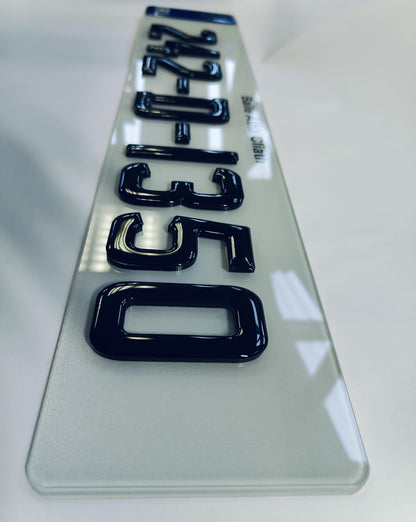 🔥 4D BLACK ACRYLIC & BLACK GEL NUMBER PLATES 70mm