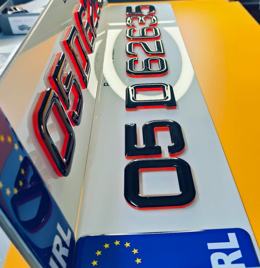 🔥4D GEL & NEON RED ACRYLIC NUMBER PLATES 50mm