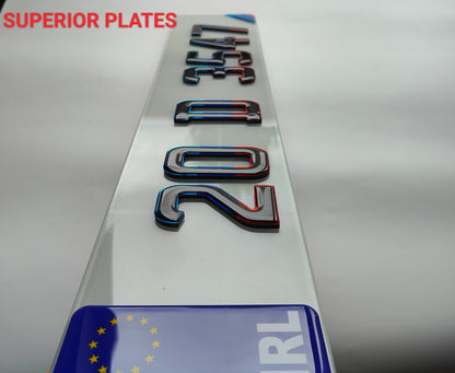🔥 4D BLACK ACRYLIC &  BMW OUTLINE NUMBER PLATES 70mm