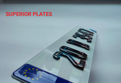 🔥 4D BLACK ACRYLIC &  BMW OUTLINE NUMBER PLATES 70mm