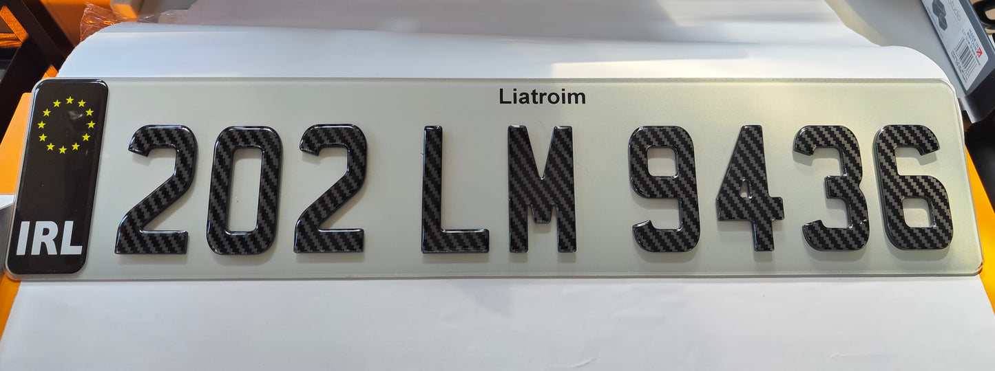 🔥 4D BLACK ACRYLIC & CARBON FIBER GEL NUMBER PLATES 70mm