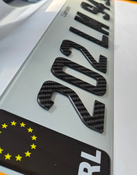 🔥 4D BLACK ACRYLIC & CARBON FIBER GEL NUMBER PLATES 70mm